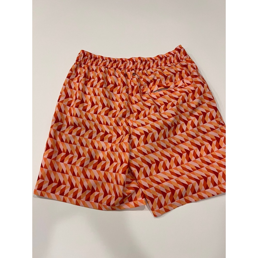 Laguna Mens Medium Swim Trunks Orange Geometric Chevron 7‎ In Lined Board Shorts - Picture 3 of 6